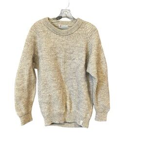 Mars knitwear British wool sweater men gray pullover crewneck ribbed vintage